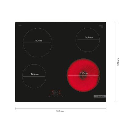 Bosch , Hob , PKE611BA2E Series 4 , Vitroceramic , Number of burners/cooking zones 4 , Touch , Black