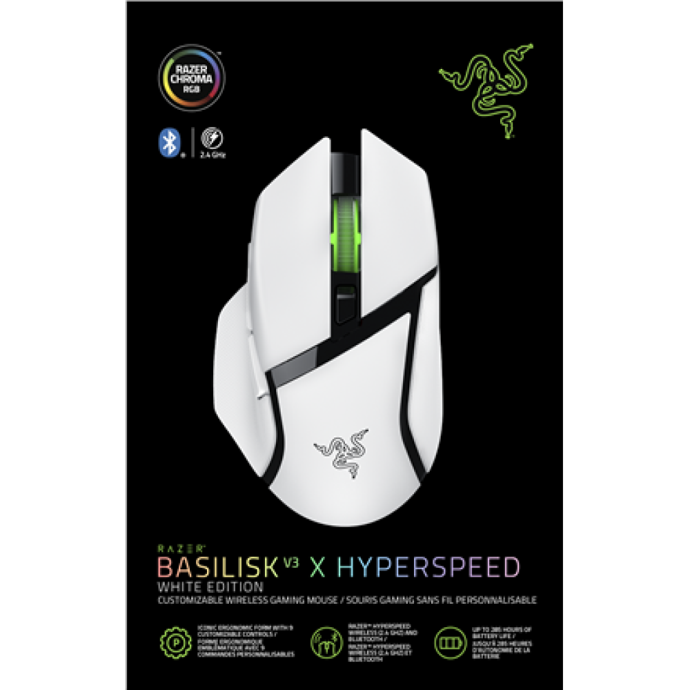 Razer Gaming Mouse , Basilisk V3 X HyperSpeed , Wireless , Bluetooth , White