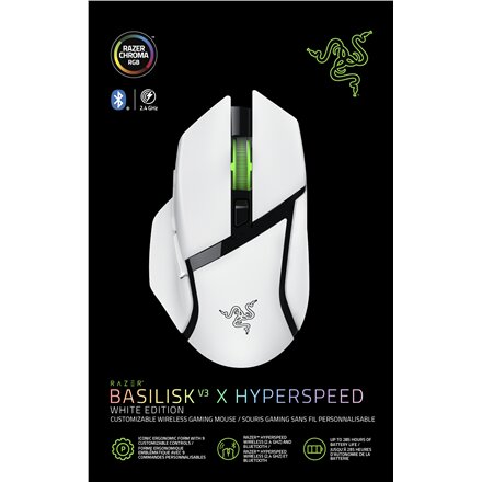 Razer Gaming Mouse , Basilisk V3 X HyperSpeed , Wireless , Bluetooth , White