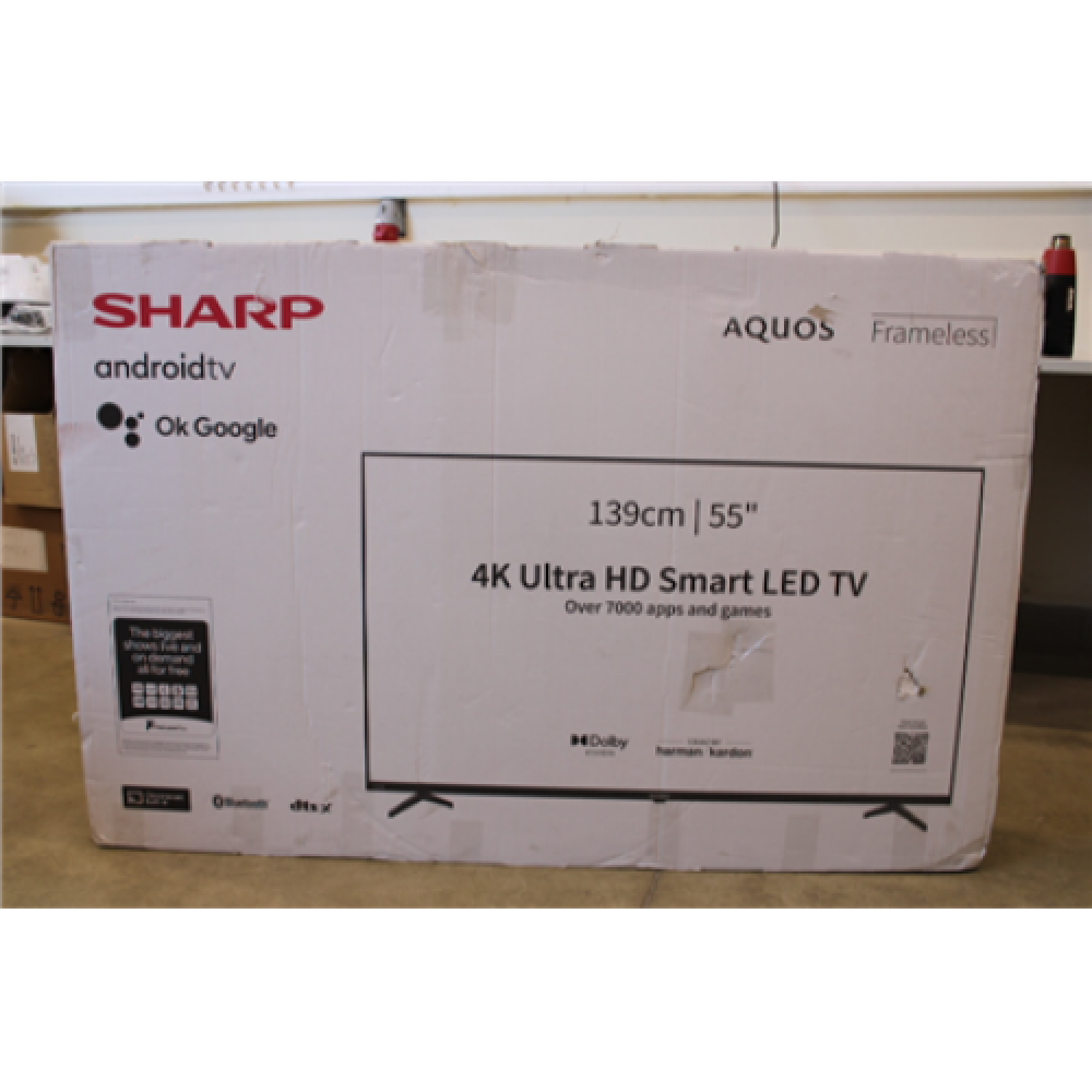 SALE OUT. Sharp 55FN2EA 55 (139cm) 4K Ultra HD Smart Android Frameless TV, Dolby Vision, Harman/Kardon Speakers Sharp DAMAGED PACKAGING