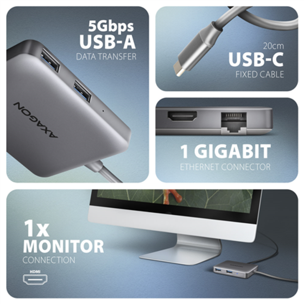 AXAGON USB-C 5Gbps SuperSpeed 5in1 Hub , HMC-5HL