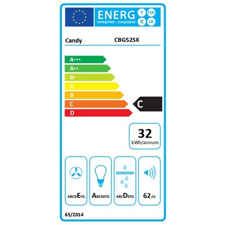 Candy Hood , CBG52SX , Canopy , Energy efficiency class C , Width 52 cm , 168 m³/h , Mechanical , LED , Silver