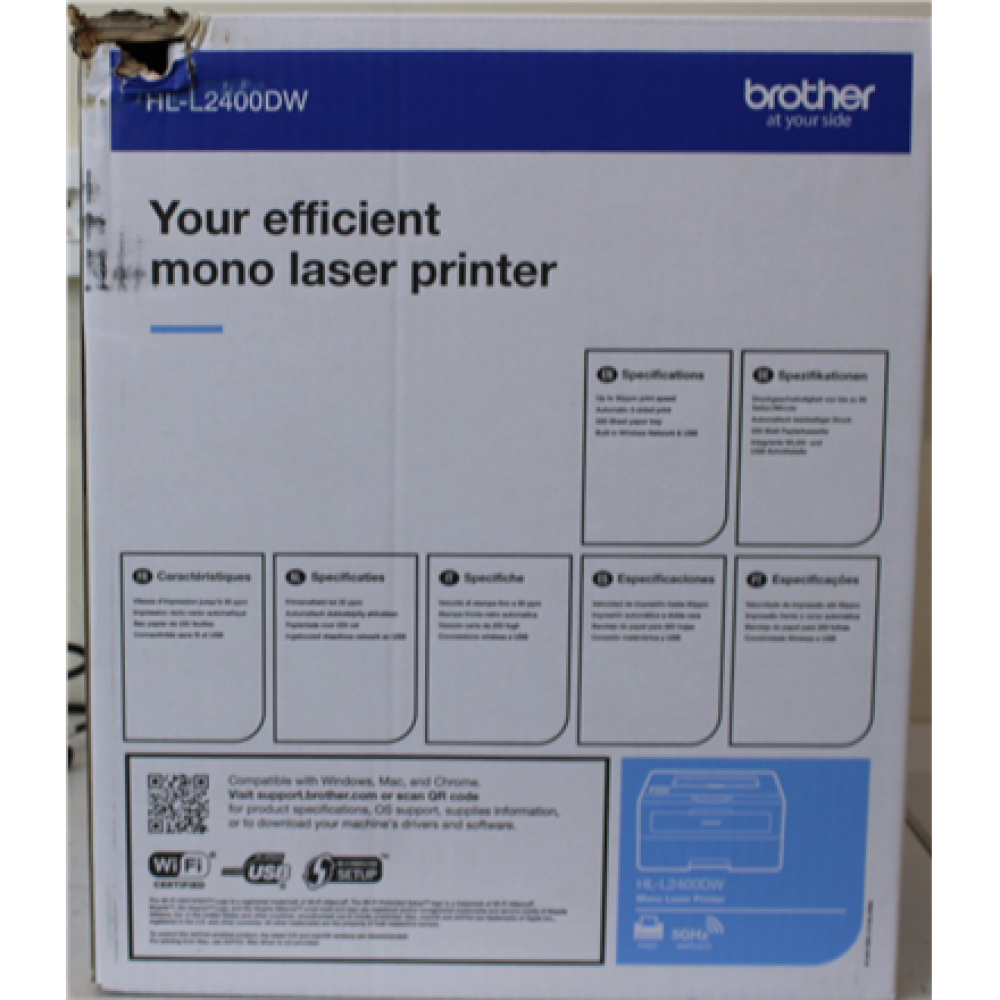 SALE OUT. Brother HL-L2400DW Laser Printer , Brother HL-L2400DW , Mono , Laser , Laser Printer , Wi-Fi , Black , DAMAGED PACKAGING