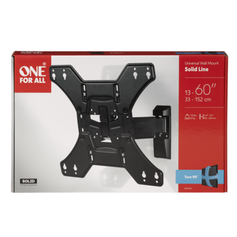 ONE For ALL Wall mount, WM 4441, 13-65 , Turn, Tilt, Maximum weight (capacity) 50 kg, VESA 75x75, 100x100, 200x100, 200x200, 300x300, 400x400 mm, Black