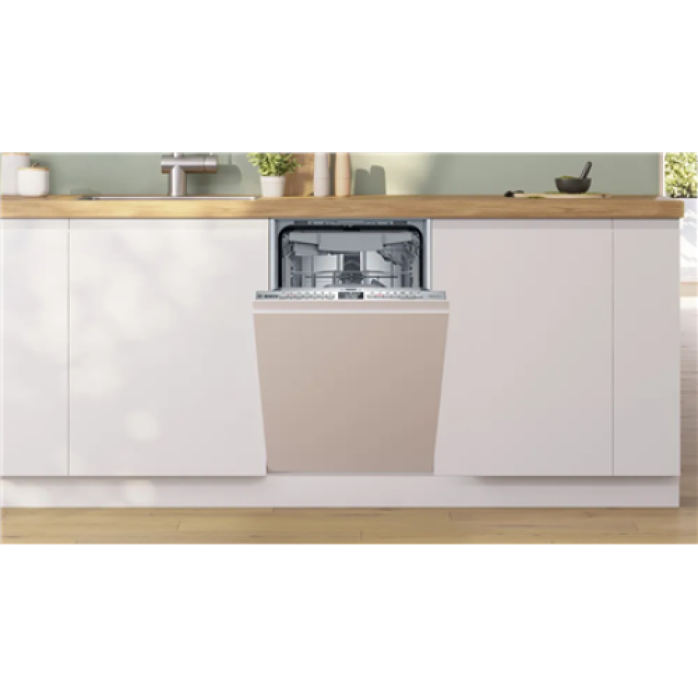 Dishwasher , SPV4HMX10E , Built-in , Width 45 cm , Number of place settings 10 , Number of programs 6 , Energy efficiency class E , Display , AquaStop function , White