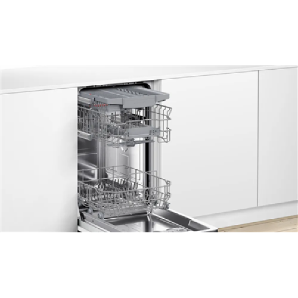 Dishwasher , SPV4HMX10E , Built-in , Width 45 cm , Number of place settings 10 , Number of programs 6 , Energy efficiency class E , Display , AquaStop function , White