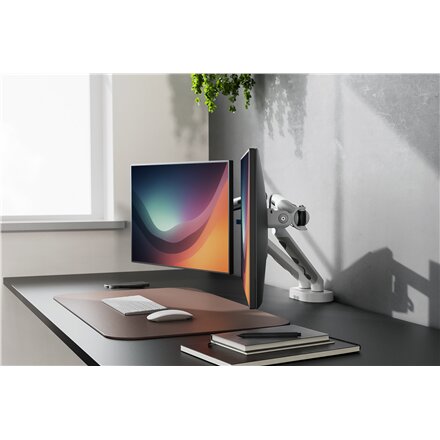 Digitus Desk Mount , Tilt, rotation, pivot , Dual design monitor mount, 2x 35, 2x 10 kg , 35 , Maximum weight (capacity) 20 kg , White