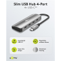 Goobay Slim 4-Port USB-Hub, USB-C auf USB-C, 10 Gbit/s, Grey , 76565