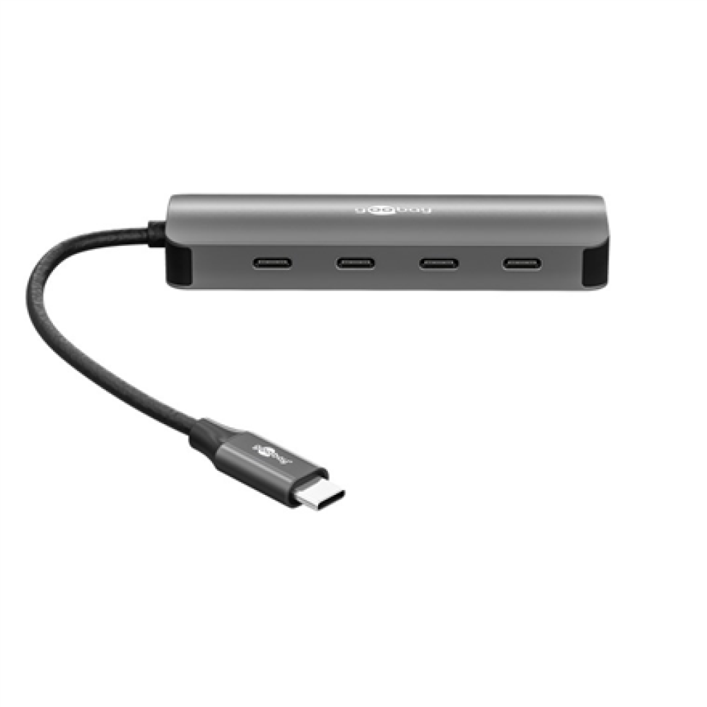 Goobay Slim 4-Port USB-Hub, USB-C auf USB-C, 10 Gbit/s, Grey , 76565
