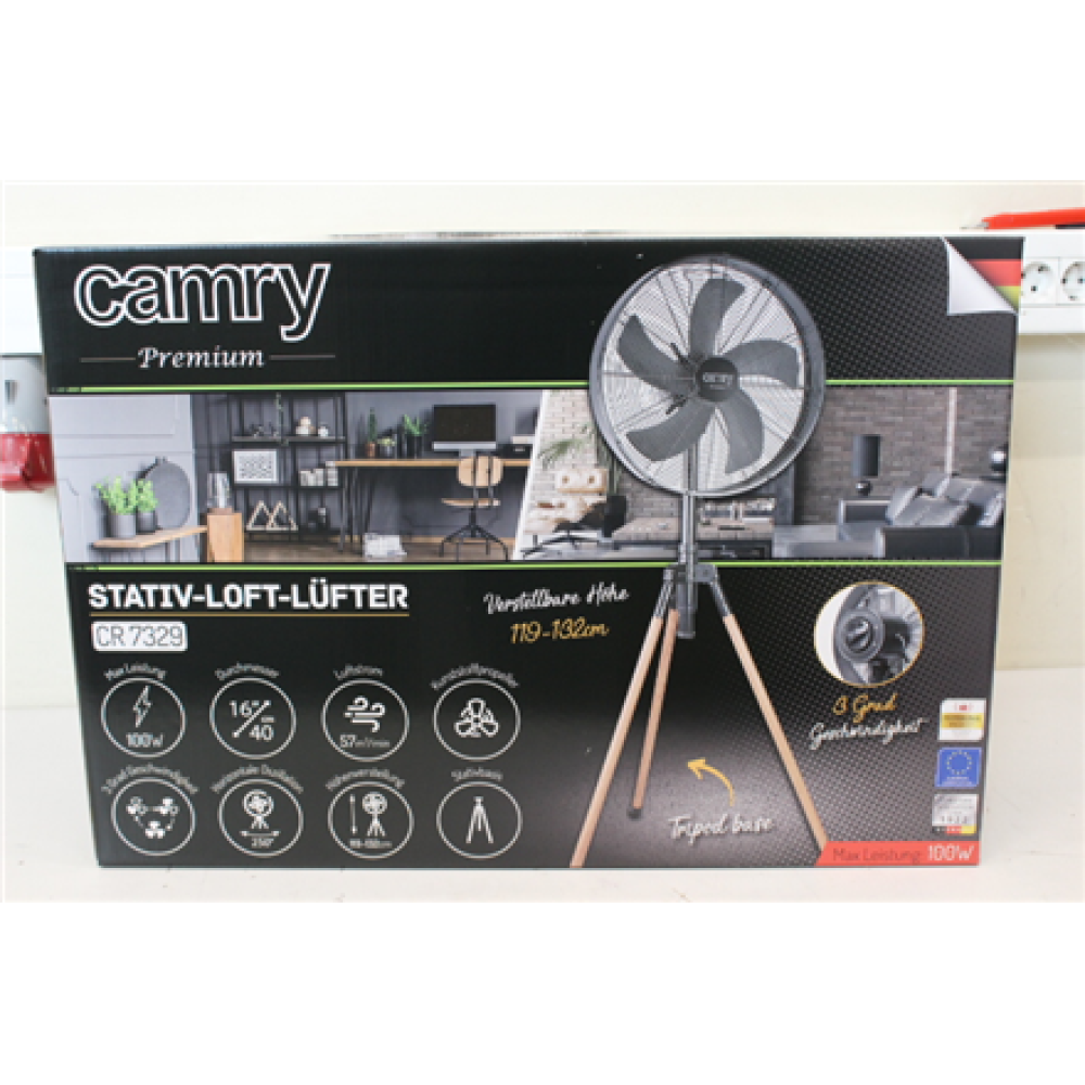 SALE OUT. Camry CR 7329 Tripod Loft fan 40cm / 16”, Black , Camry , Fan , CR 7329 , Tripod Loft fan , DAMAGED PACKAGING , Black , Diameter 40 cm , Number of speeds 3 , Oscillation , 100 W