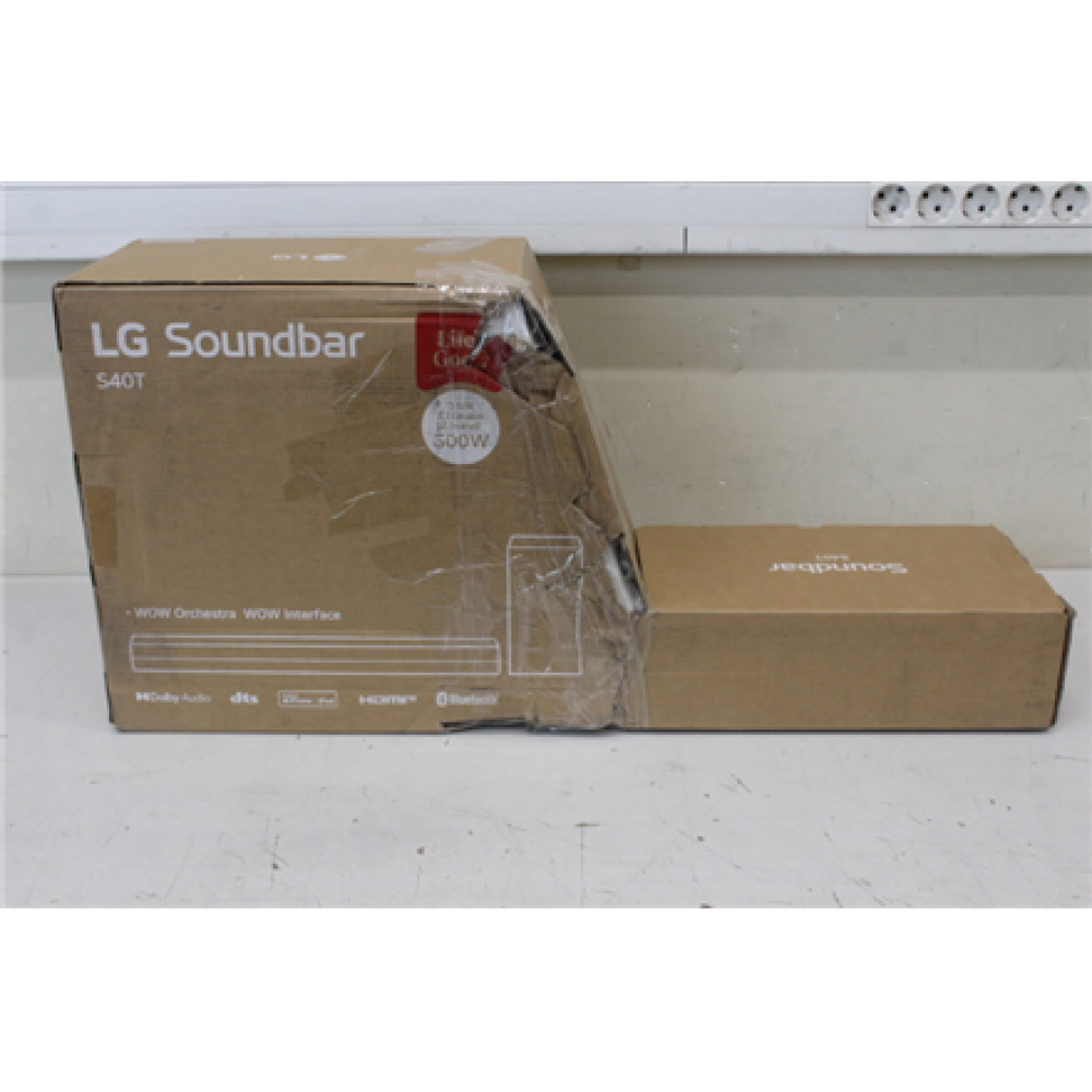 SALE OUT. LG Soundbar S40T for TV 2.1 ch. with Bluetooth , LG Soundbar 2.1 Channel Sound System , S40T , 27 , IPS , FHD , 16:9 , 60 Hz , 14 ms , 1920 x 1080 , 250 cd/m² , HDMI ports quantity 2 , Black , Warranty 24 month(s) , DAMAGED PACKAGING , Bluetooth