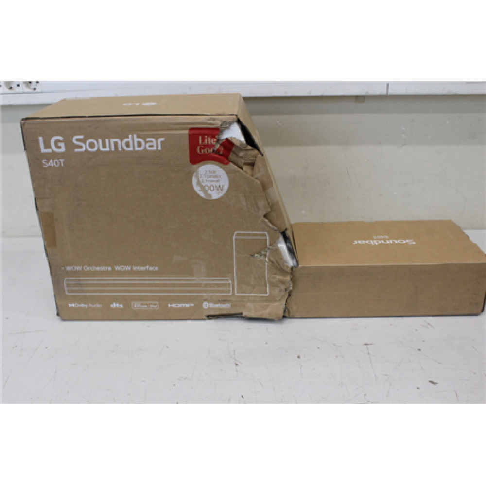 SALE OUT. LG Soundbar S40T for TV 2.1 ch. with Bluetooth , LG Soundbar 2.1 Channel Sound System , S40T , 27 , IPS , FHD , 16:9 , 60 Hz , 14 ms , 1920 x 1080 , 250 cd/m² , HDMI ports quantity 2 , Black , Warranty 24 month(s) , DAMAGED PACKAGING , Bluetooth
