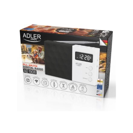 Adler , Digital Radio - PLL AM/FM , AD 1908 , Alarm function , White/Black