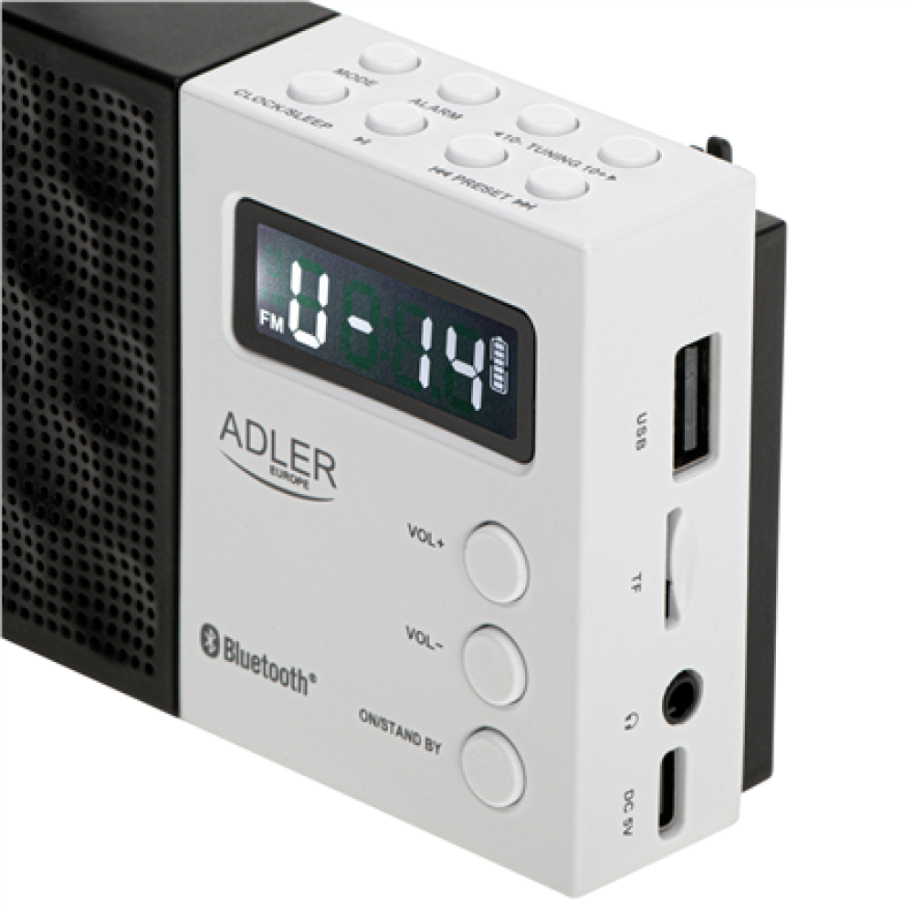 Adler , Digital Radio - PLL AM/FM , AD 1908 , Alarm function , White/Black