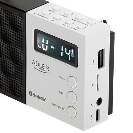 Adler , Digital Radio - PLL AM/FM , AD 1908 , Alarm function , White/Black