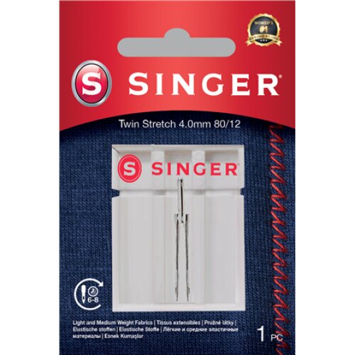 Singer , Twin Stretch Needle, Decorative, 4.0 80/12 1PK