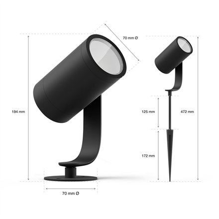 Philips Hue WCA Lily Outdoor Spot Light Base 24V , 8 W , 2200-6500 BBL CCT range
