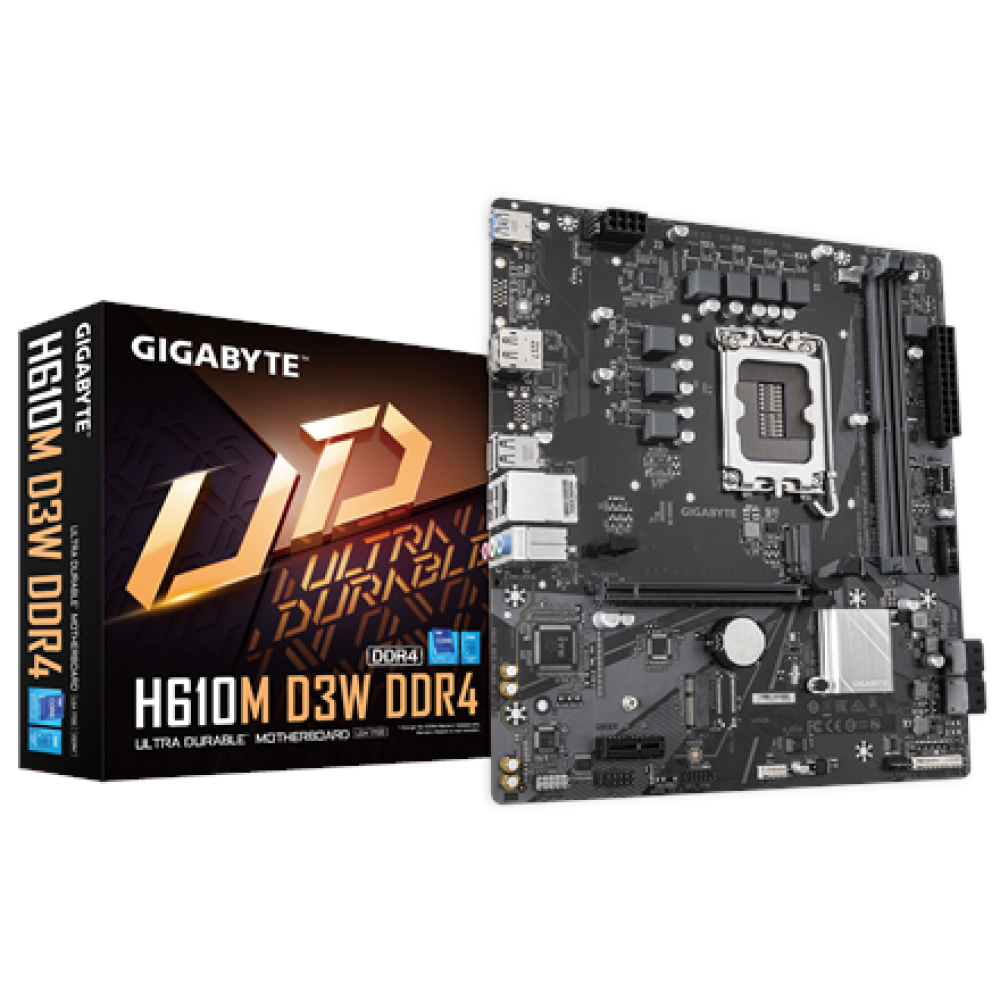 Gigabyte H610M D3W DDR4 , Processor family Intel , Processor socket LGA1700 , DDR4 , Supported hard disk drive interfaces M.2, SATA , Number of SATA connectors 4