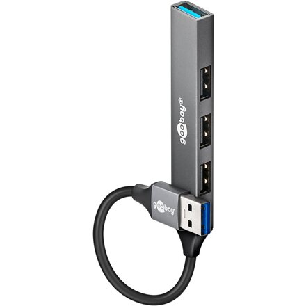 Goobay Slim 4-Port USB Hub, USB-A to USB-A, 5 Gbit/s , 74456