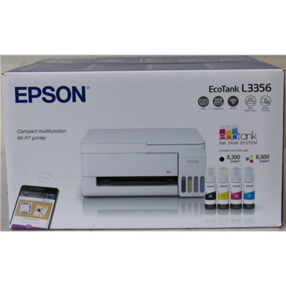 SALE OUT. Epson EcoTank L3356 Multifunctional Printer , SALE OUT. , Epson EcoTank , L3356 , Inkjet , Colour , Multifuction Printer , A4 , Wi-Fi , White , DAMAGED PACKAGING
