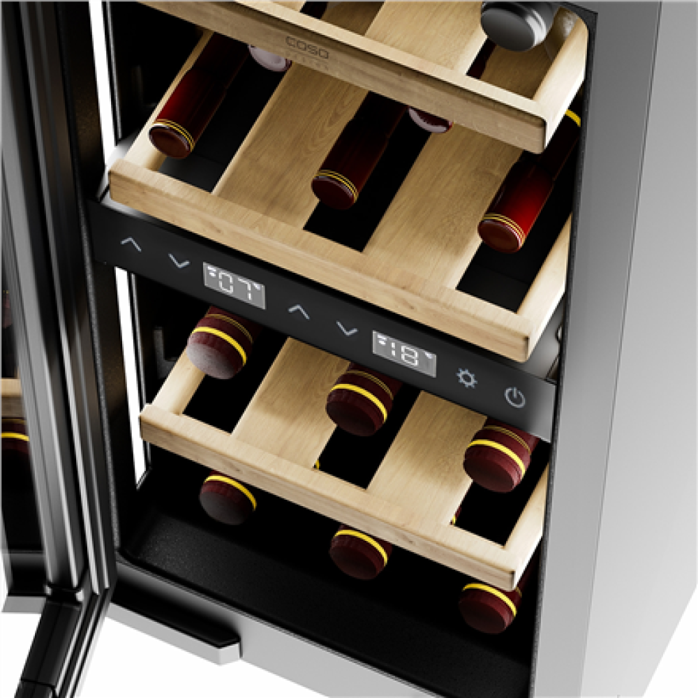 Caso Wine cooler , WineDeluxe WDU 18 , Energy efficiency class F , Built-in , Bottles capacity 18 , Black