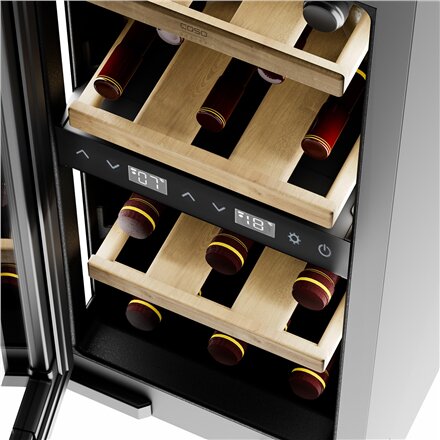 Caso Wine cooler , WineDeluxe WDU 18 , Energy efficiency class F , Built-in , Bottles capacity 18 , Black