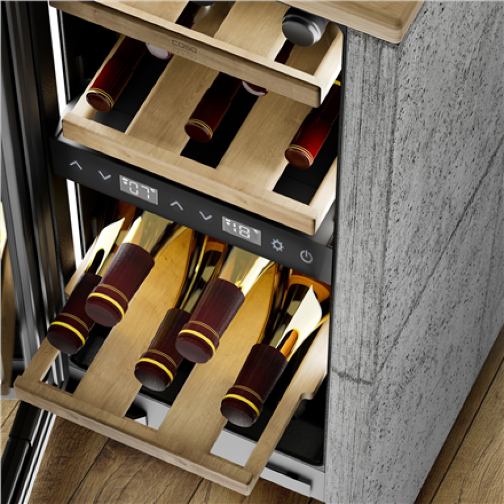 Caso Wine cooler , WineDeluxe WDU 18 , Energy efficiency class F , Built-in , Bottles capacity 18 , Black