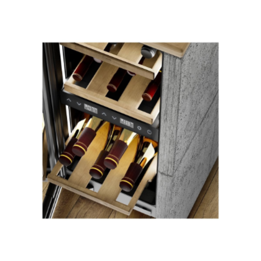 07719 Caso Wine cooler , WineDeluxe WDU 18 , Energy efficiency class F , Built-in , Bottles capacity 18 , Black