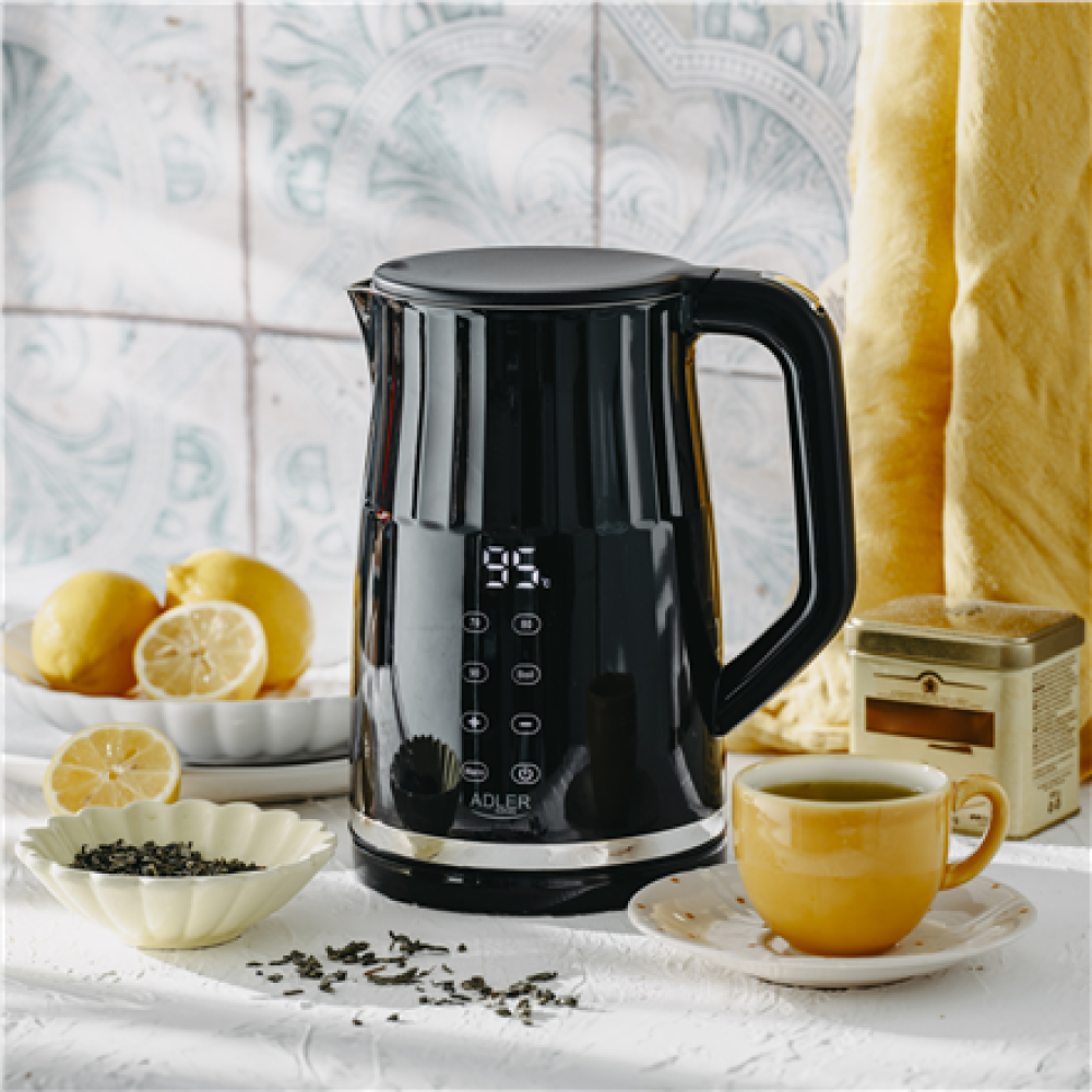 Adler Kettle with LED display , AD 1350 , Electric , 2200 W , 1.7 L , Stainless Steel , 360° rotational base , Black