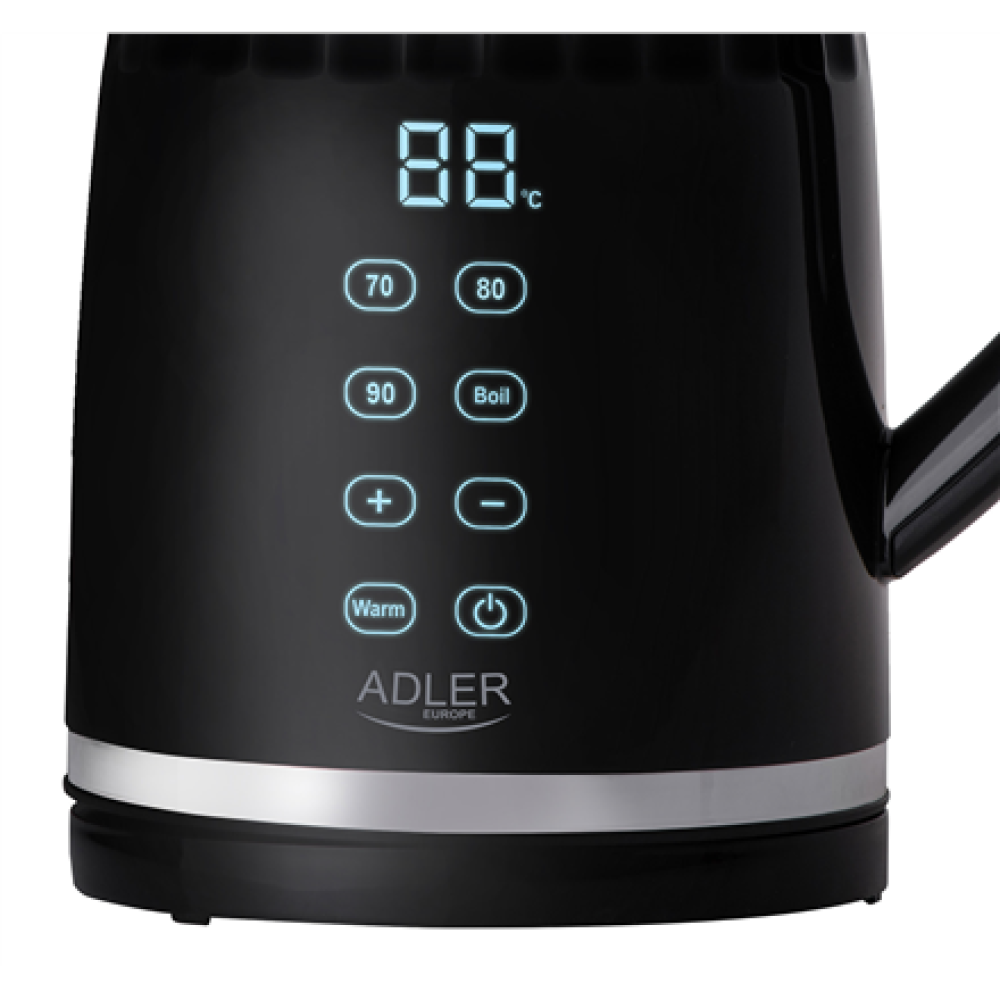 Adler Kettle with LED display , AD 1350 , Electric , 2200 W , 1.7 L , Stainless Steel , 360° rotational base , Black