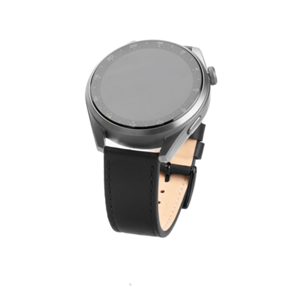 Fixed , Leather Strap with Quick Release 22mm for Smartwatch , Black