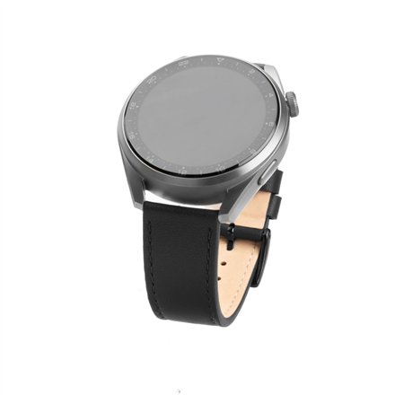 Fixed , Leather Strap with Quick Release 22mm for Smartwatch , Black