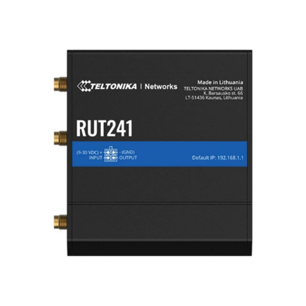LTE Router , RUT241 , 802.11n , 10/100 Mbit/s , Ethernet LAN (RJ-45) ports 2 , Mesh Support No , MU-MiMO No , 2G/3G/4G , Antenna type 2 x SMA for LTE, 1 x RP-SMA for WiFi , 0