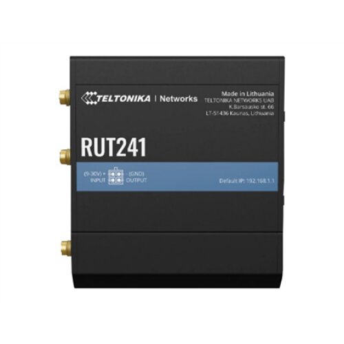 Teltonika , LTE Router , RUT241 , 802.11n , 10/100 Mbit/s , Ethernet LAN (RJ-45) ports 1 , Mesh Support No , MU-MiMO No , 2G/3G/4G , Antenna type 2 x SMA for LTE, 1 x RP-SMA for WiFi
