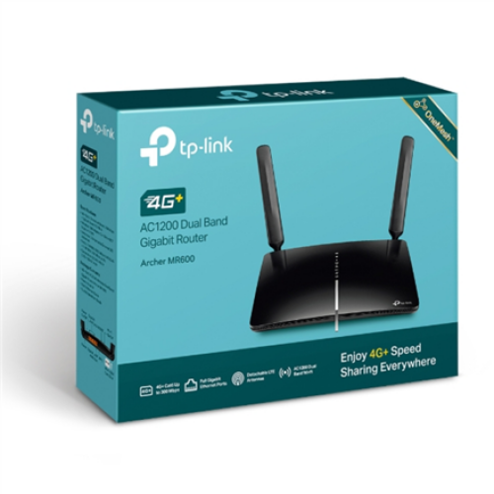 4G+ LTE Router , Archer MR600 , 802.11ac , 300+867 Mbit/s , 10/100/1000 Mbit/s , Ethernet LAN (RJ-45) ports 3 , Mesh Support No , MU-MiMO No , 4G , Antenna type 2xDetachable