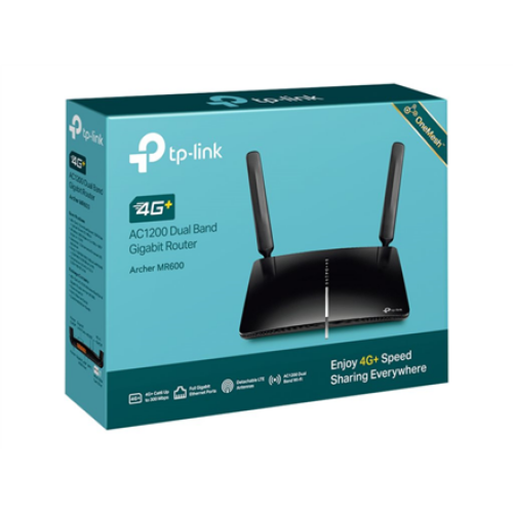 4G+ LTE Router , Archer MR600 , 802.11ac , 300+867 Mbit/s , 10/100/1000 Mbit/s , Ethernet LAN (RJ-45) ports 3 , Mesh Support No , MU-MiMO No , 4G , Antenna type 2xDetachable