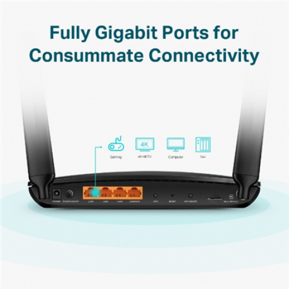 4G+ LTE Router , Archer MR600 , 802.11ac , 300+867 Mbit/s , 10/100/1000 Mbit/s , Ethernet LAN (RJ-45) ports 3 , Mesh Support No , MU-MiMO No , 4G , Antenna type 2xDetachable