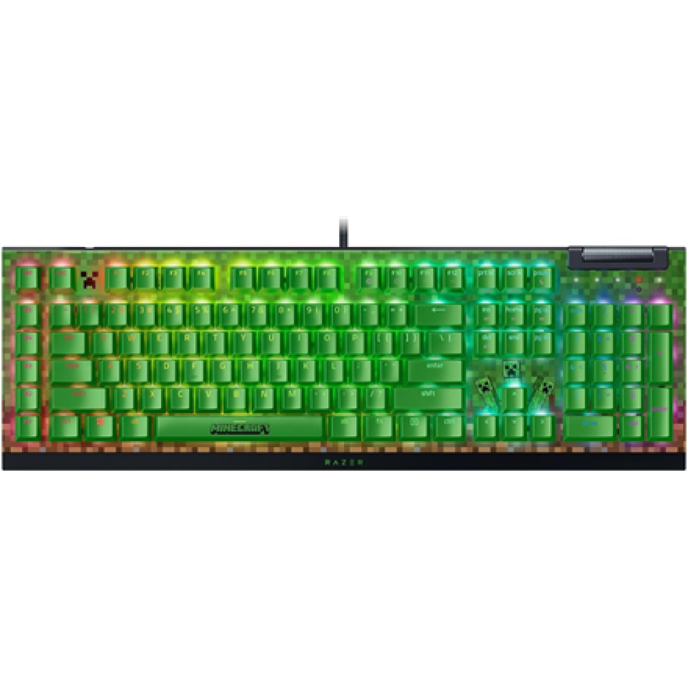 Razer BlackWidow V4 X , Gaming keyboard , Wired , US , Minecraft Edition , Razer Green Mechanical Switches (Clicky)