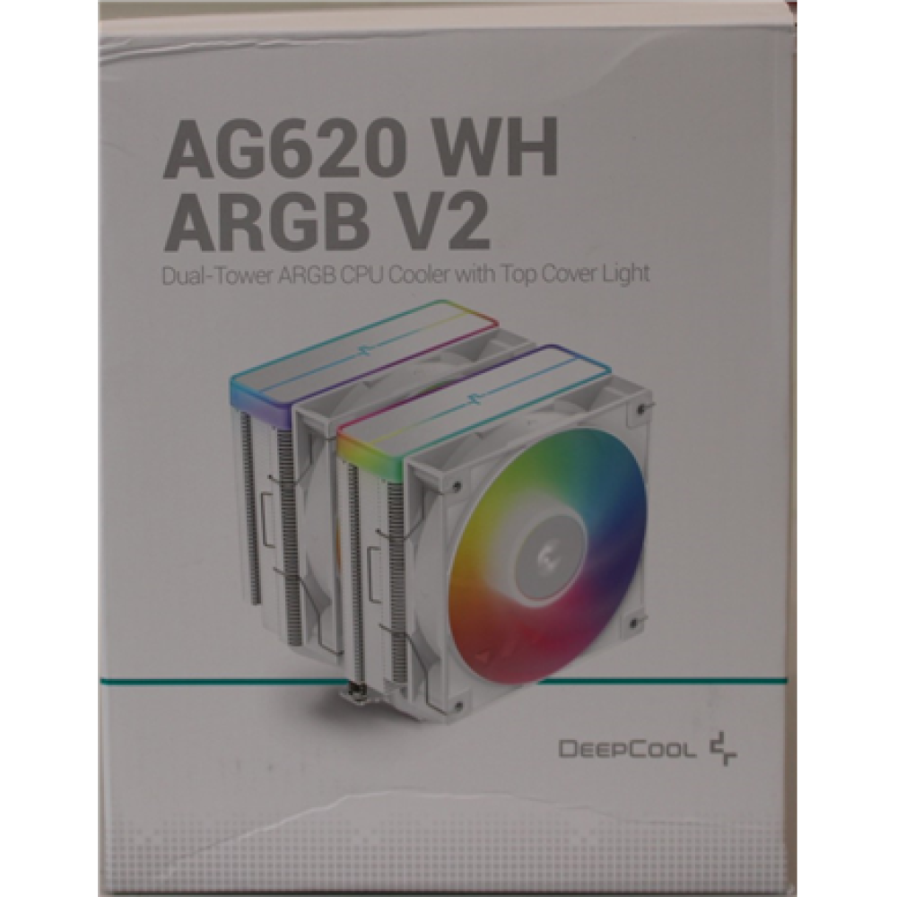 SALE OUT. Deepcool AG620 ARGB V2 CPU Cooler, white , Deepcool CPU Cooler , AG620 ARGB , DAMAGED PACKAGING , Intel, AMD