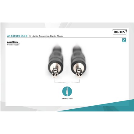 Digitus Audio Connection Cable, Stereo , AK-510100-015-S