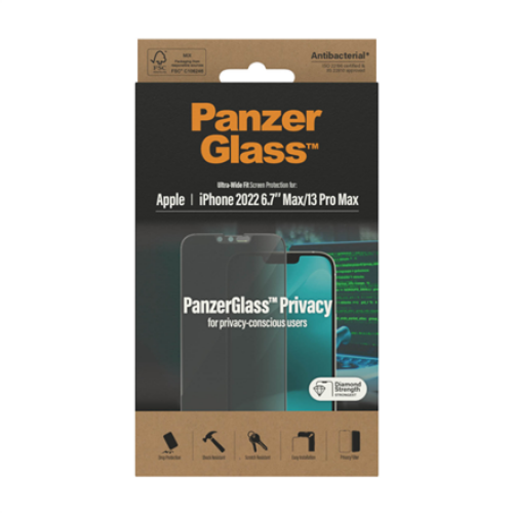 PanzerGlass Screen protector Apple iPhone 14 Plus/13 Pro Max Glass Black Privacy Ultra-Wide Fit