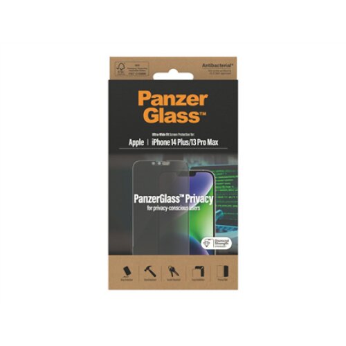 PanzerGlass , Screen protector , Apple , iPhone 14 Plus/13 Pro Max , Glass , Black , Ultra-Wide Fit , Privacy