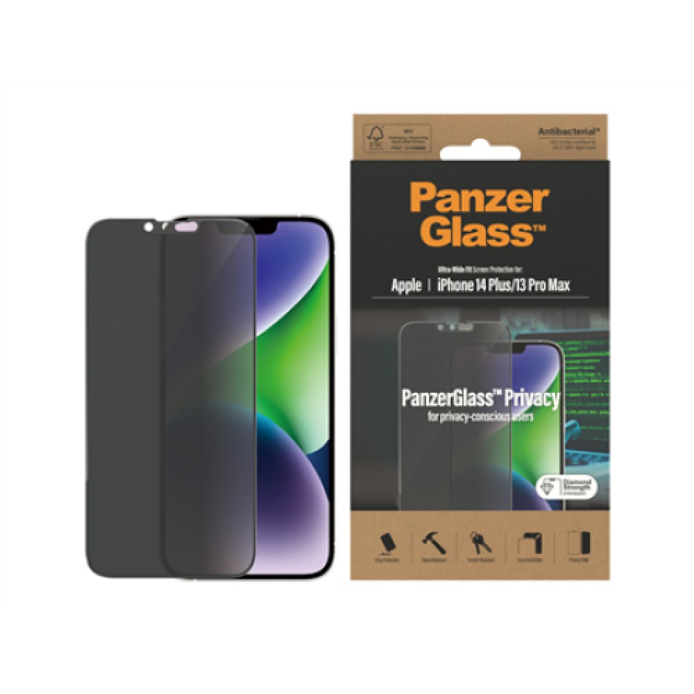 PanzerGlass Screen protector Apple iPhone 14 Plus/13 Pro Max Glass Black Privacy Ultra-Wide Fit