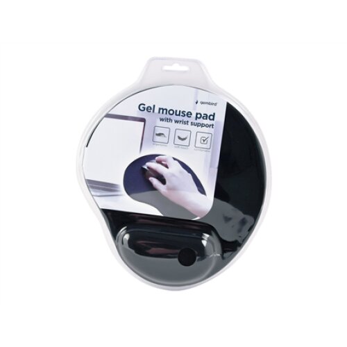 Gembird , Gel mouse pad with wrist support , Ergonomic mouse pad , 240 x 220 x 4 mm , Black