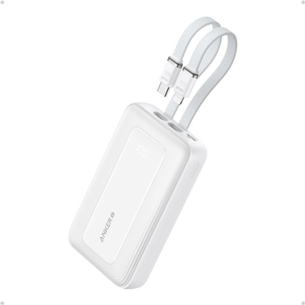 Anker , Power Bank , A1680H21 , 10000 mAh , USB-C 30W, Lightning 27W , Built-In USB-C and Lightning Cables , White
