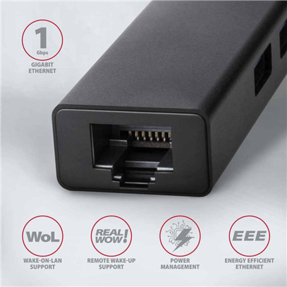 AXAGON SuperSpeed USB-A Hub and Gigabit LAN , HMA-GL3A