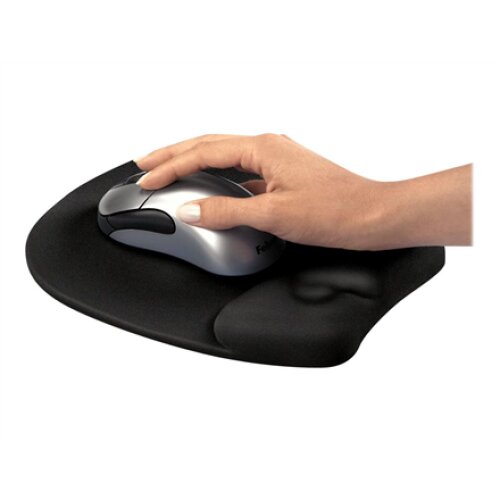 Fellowes , Mouse pad with wrist pillow , 202 x 235 x 25.4 mm , Black