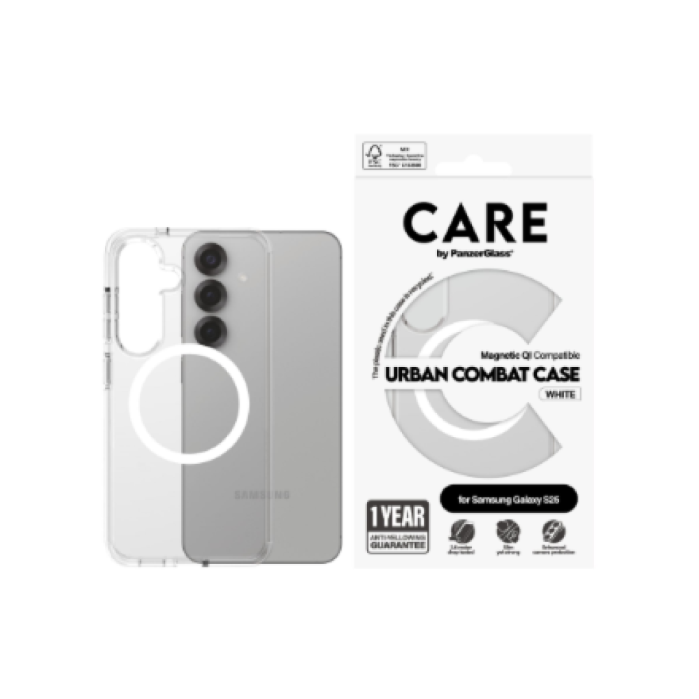 CARE Back protection , Samsung , Galaxy S25 , Recycled plastic , White