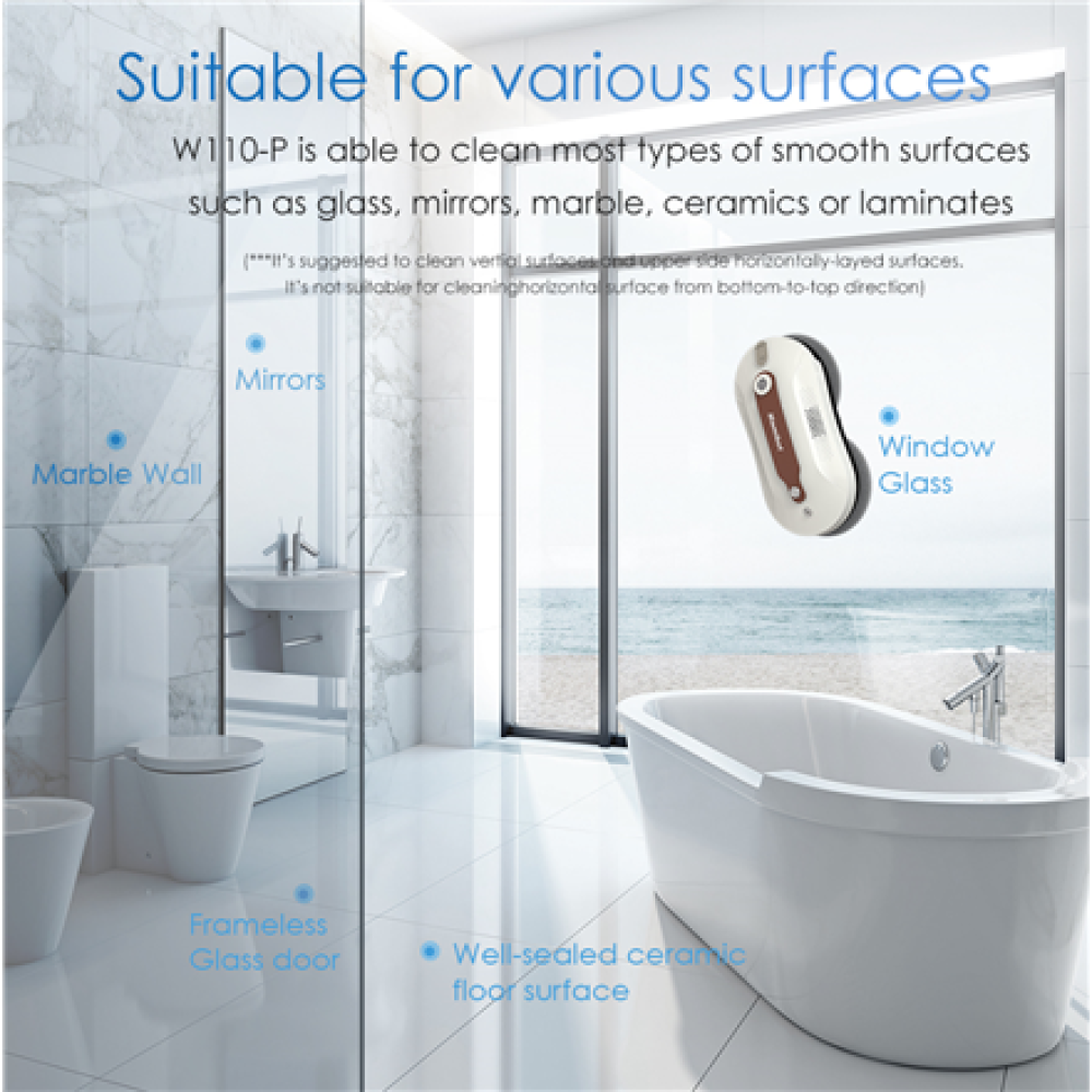 Mamibot , Window Cleaner , W110-P Plus , Corded , 2500 +/-5% Pa , White/Brown