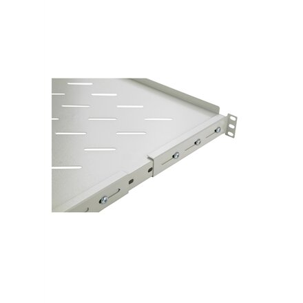 SOMI Networks , Depth Adjustable Telescopic Shelf for Cabinet Depths 600, 800 , 1U-45-G-Slide , Gray , 1U fixed on four 19” mounting profiles; Max load 50kg , Depth: 45 cm